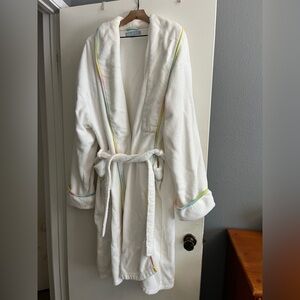 Hill House White Robe with Rainbow Trim